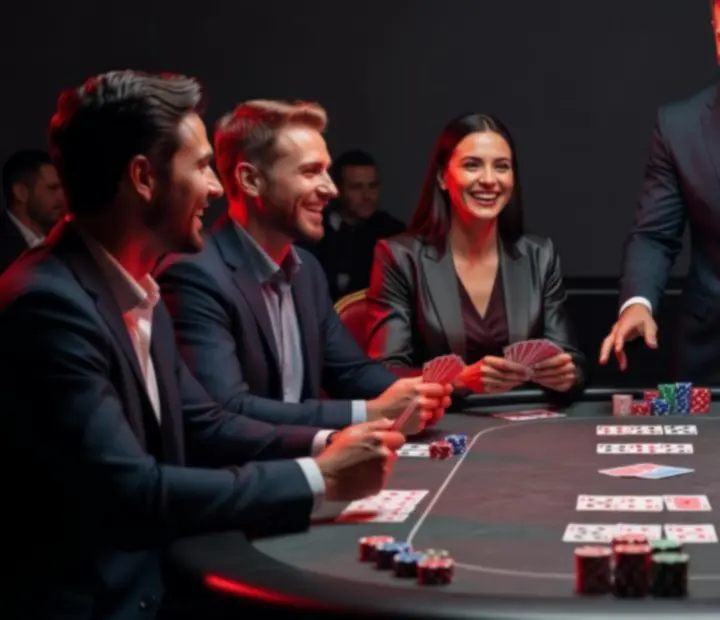 Strefa pokerowa Wonderstar s. r. o. z gośćmi przy stołach