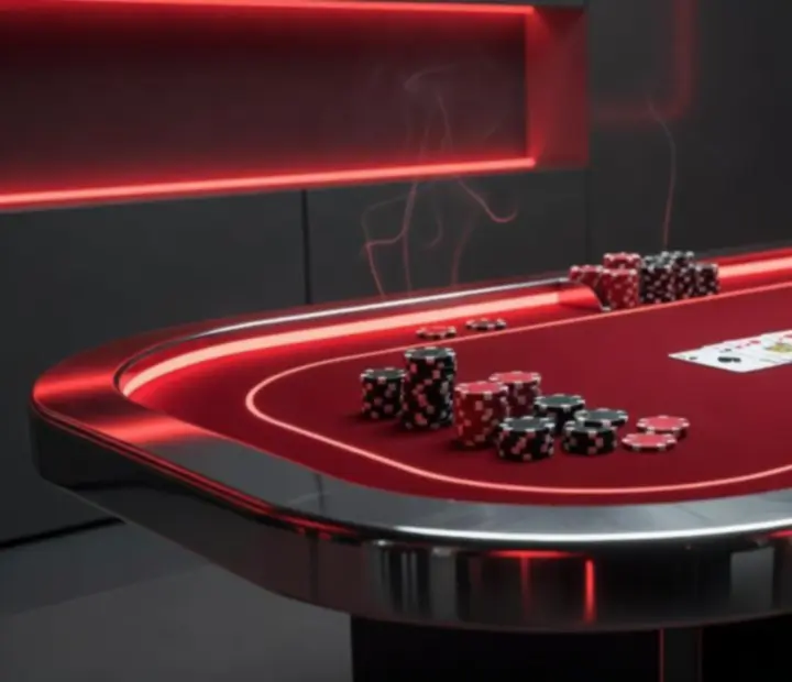 Strefa pokerowa z efektywnym czerwono-szarym oświetleniem